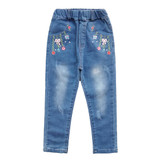 Stretchy Soft Denim Embroidery Flower Jeans