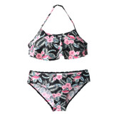 Pink Floral Flamingo Two-Piece Swimsuit