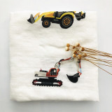 Striped With Bulldozer Muslin Swaddle Blanket Set