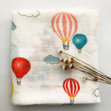 Striped With Air Balloon Muslin Swaddle Blanket Set