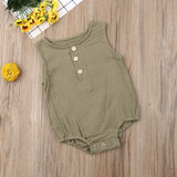 Cute As A Button Sleeveless Onesie