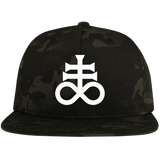 Leviathan Cross Embroidered Flat Bill High-Profile Snapback Hat