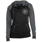 Sigil of Baphomet Embroidered Ladies' Moisture Wick Full-Zip Hooded Jacket