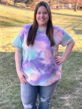 A Coral Breeze Waffle Knit Top