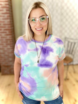 A Coral Breeze Waffle Knit Top
