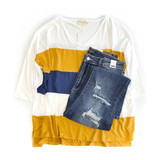 Boldly Blocked Top in Navy