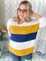 Boldly Blocked Top in Navy