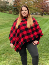 My Cozy & Cute Plaid Poncho in Red