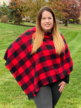 My Cozy & Cute Plaid Poncho in Red