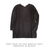 Stay True to You Waffle Knit Sweater in Black