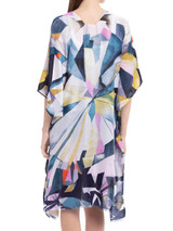 MOZAIC PRINT KIMONO. 39"X70". 60% VISCOSE, 40% COTTON. NAVY