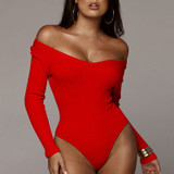 Off Shoulder Rib-Knit Bodysuit