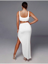 Crop Top Split Skirt Two Piece Set