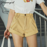 Wide Leg Elastic Waist High Waist Shorts