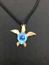 Caribbean blue glass turtle pendant ocean necklace great coral reef shell Caribbean blue glass turtle pendant ocean necklace great coral reef shell