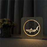 Shark  3D LED Acrylic Wooden Night Lamp Shark  3D LED Acrylic Wooden Night Lamp