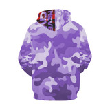 Never Give Up  Purple / Red Camo All Over Print Hoodie