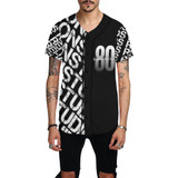 Silver and Black Logo All Over Print Baseball Jersey