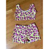 2020 Fashion Women Two Piece Set Printed Crop Top and Shorts Summer Casual Sport Tracksuit Women Sexy Bodycon Bodysuit Romper