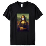 New 2020 Mona Lisa With The Mask Funny T shirt Men Women Summer Cotton T-shirt Boy Girl Clothes,Drop Shipping