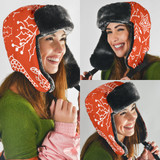 Trapper Hat- Christmas floral hand drawn