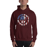 USA Flag With Skull Face Structure Hooded Sweatshirt