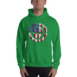 USA Flag With Skull Face Structure Hooded Sweatshirt