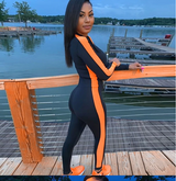 striped patchwork zippers Sweatsuit