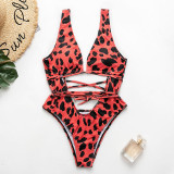 Red leopard Brazilian one piece Plus size sexy bikini swimsuit Red leopard Brazilian one piece Plus size sexy bikini swimsuit
