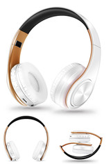 Headphone hifi stereo earphones bluetooth music headset FM and support SD card with mic for mobile xiaomi iphone sumsamg tablet