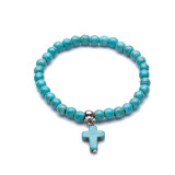 Natural Stone Cross Charm Bracelets