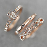 3 Pc. Gold Crystal Ring Set