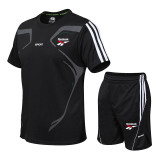 Men's Casual Short Sleeve T-shirt+Shorts Quick Drying 2 Piece Set Male Tracksuit Clothing Men Set Fitness Running Sporting Suits