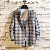 Casual Spring Autumn Plaid  Long Sleeve Streetwear