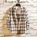 Casual Spring Autumn Plaid  Long Sleeve Streetwear