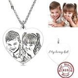 Engraved Heart Photo Pendant Necklace