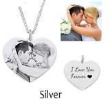 Engraved Heart Photo Pendant Necklace