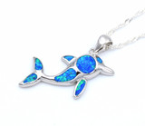 Cute Fire Opal Jumping Dolphin Pendant Necklace Cute Fire Opal Jumping Dolphin Pendant Necklace