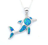 Cute Fire Opal Jumping Dolphin Pendant Necklace Cute Fire Opal Jumping Dolphin Pendant Necklace