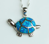 Cute Swimming Sea Turtle Blue Fire Opal Pendant Cute Swimming Sea Turtle Blue Fire Opal Pendant