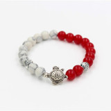 Sea Turtle Charm Green Quartz Stone Beads Bracelet