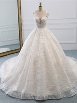 Luxury Lace Vestidos de Novia Ball Gown Wedding Dress 2020 Long Train Princess Quality Wedding Bride Dress