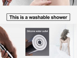 Shower Head with Switch Hand Nozzle Brass Pressure Rain & Pulse Spray Gun Round Detachable Without Drilling