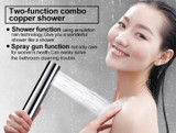 Shower Head with Switch Hand Nozzle Brass Pressure Rain & Pulse Spray Gun Round Detachable Without Drilling
