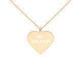 Engraved Silver Heart Necklace ( My Melanin Queen )