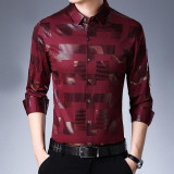 Luxury Plaid Long Sleeve Social Dress Shirts