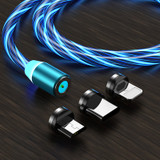 Flowing Lighting LED Magnetic Charge Cable Fast Charging for iPhone Micro Type C