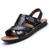 Men Genuine Leather Sandals Summer Classic Soft Slippers