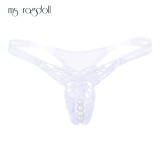 Women's Pants Open Crotch Sexy Pearl Temptation Thongs Butterfly Erotic Lingerie G String Crotchless Briefs Panties For Sex