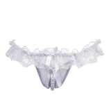 Womens Exotic Underwear Lace Open Crotch Thong Mesh Pearl Massage Temptation Lingerie Intimates G-string Underpants Sexy Panties